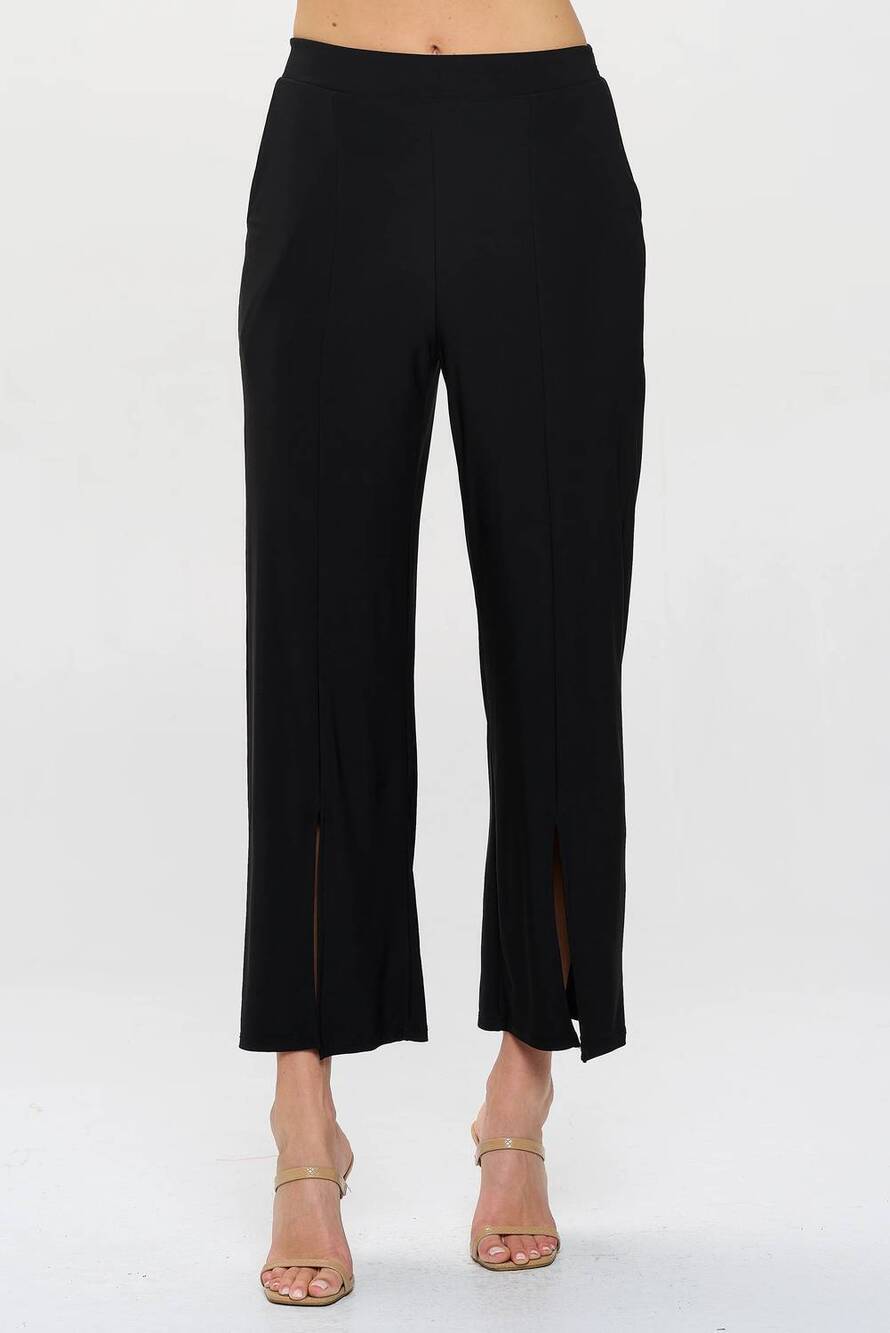 NEW LAST TANGO front slit crop pants in black